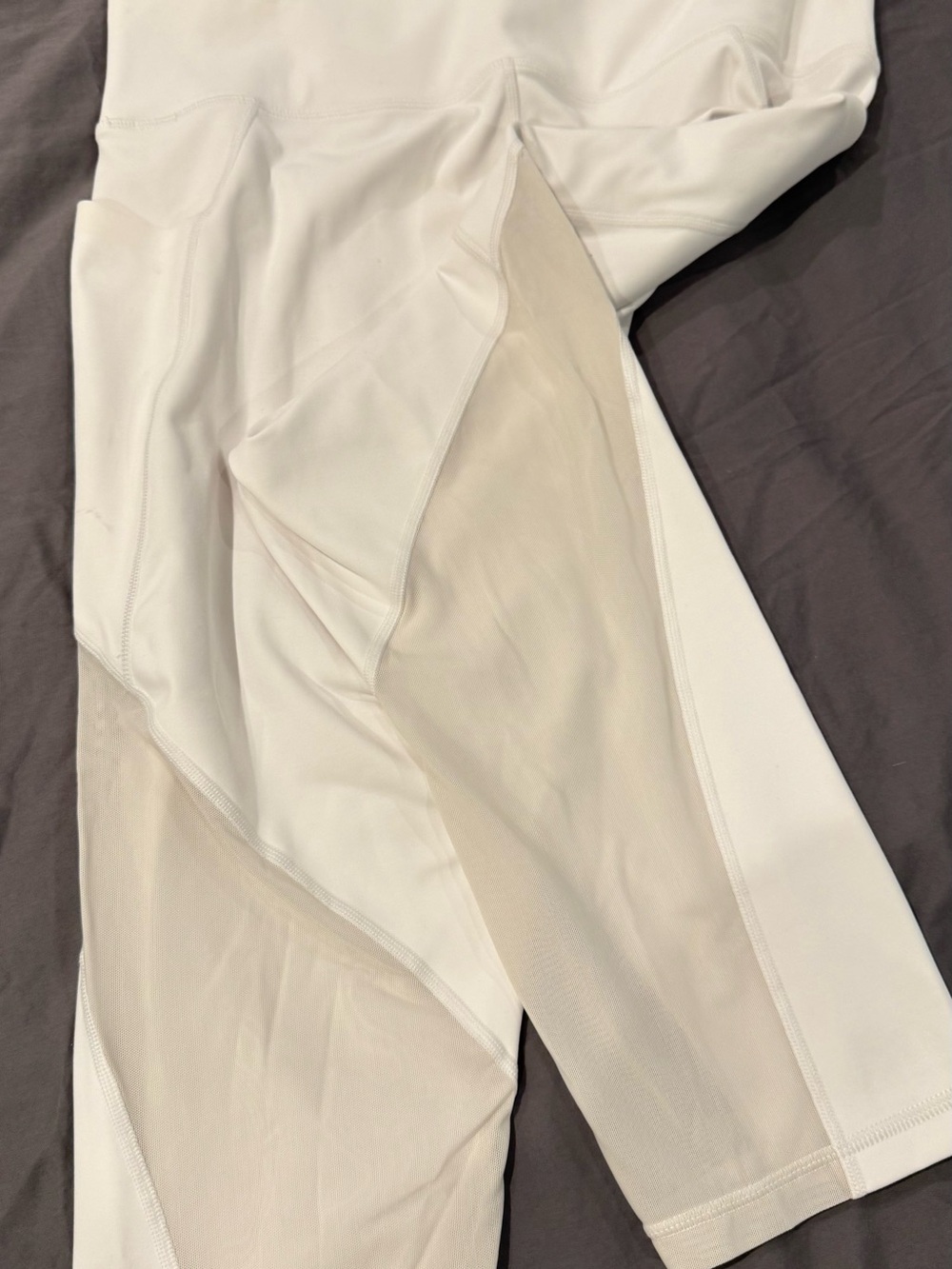 Athleta White Mesh-Panel capri Leggings